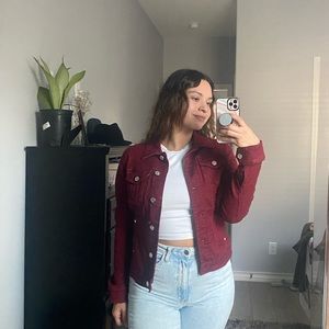 Guess Burgundy Denim Jacket